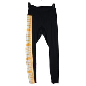 Victorias Secret PINK Womens Leggings Small Black Yellow High Waist Activewear